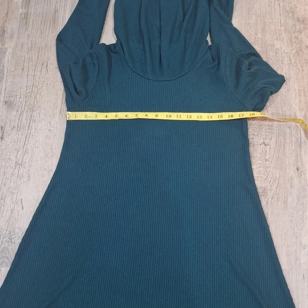 NWT Nine Britton Ribbed Cowl Neck Dark Green Sweater Dress sz.L  #1469